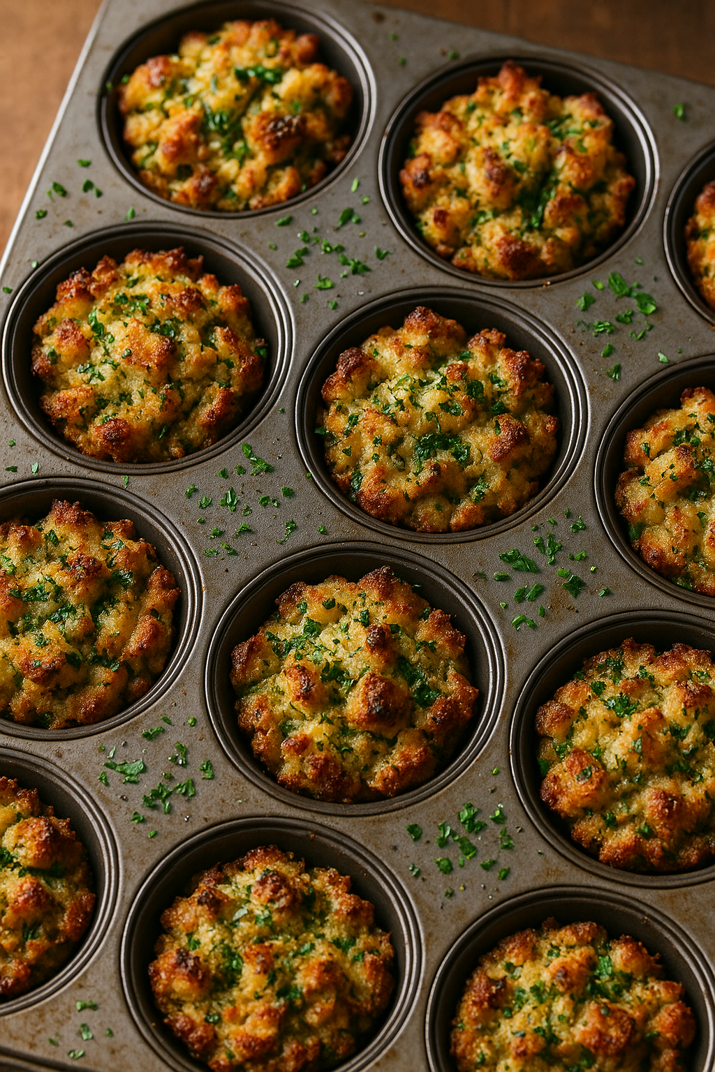 Sourdough-Herb Stuffing Muffins (Crispy Edges in Every Bite)